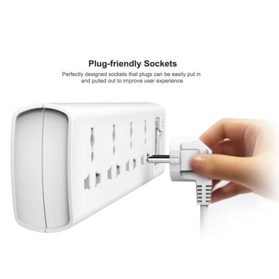 Ổ cắm điện đa năng thông minh tự ngắt Huntkey SZM401 - 2500W chính hãng, 4 lỗ 3 chân dài 1.5m- hàng chính hãng