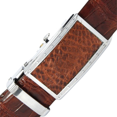 Thắt Lưng Nam Da Cá Sấu Gai Lưng Huy Hoàng HT4208 (120 x 3.5 cm) - Nâu Đỏ