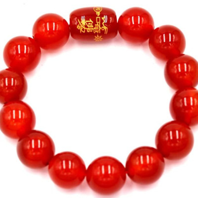 Vòng tay chuỗi hạt mã não đỏ 14 ly Thái tuế phù DTTH14