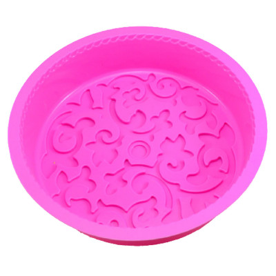 Khuôn silicon làm đế bánh, rau câu hình tròn hoa văn kiểu - Loại 28 cm – Mã số 1141