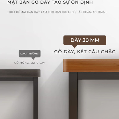 Bàn làm việc văn phòng mặt bàn 30mm gỗ mdf phủ melamin chống xước thương hiệu IGA - GM166