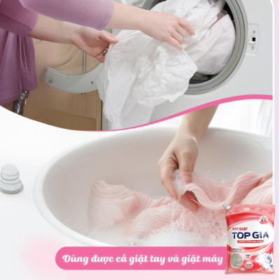 Bột Giặt TOPGIA Hương Nước Hoa Pháp, Nano Kháng Cặn, An Toàn Chăm Sóc Da Tay, Đánh Bay Vết Bẩn.