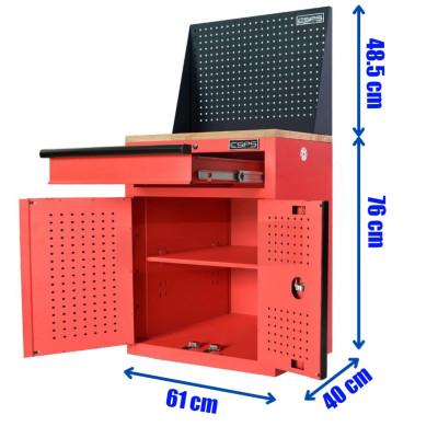 Tủ dụng cụ CSPS 61cm - 01 hộc kéo màu đỏ ván gỗ vách lưới