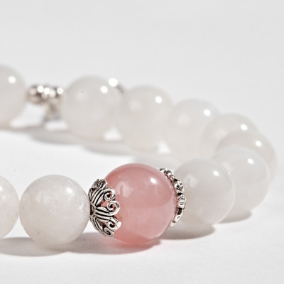 Vòng Đá Xà Cừ Trắng Phối Charm Bạc (8mm) Ngọc Quý Gemstones