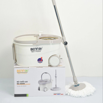 Bộ lau nhà cán Inox 304 Bennix Thái Lan BN-555WA xoay 360 có bánh xe lớn, bảo hành 12 tháng