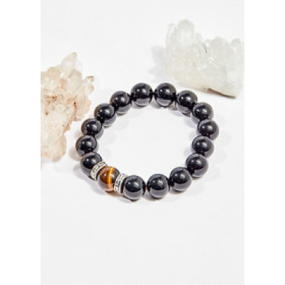 Vòng tay phong thủy đá obsidian charm tài lộc 10mm mệnh thủy , mộc - Ngọc Quý Gemstones