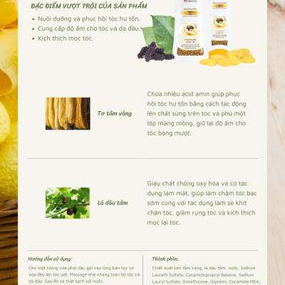 Dầu gội thảo dược Dokbuaku Golden Silk (Tơ Tằm Vàng) Phục Hồi Mái Tóc Khô và Hư Tổn - 420ml