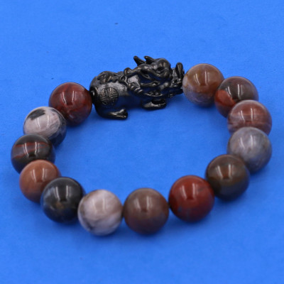 Vòng tay chuỗi hạt gỗ hóa thạch cẩn tỳ hưu TH32 (14cm)