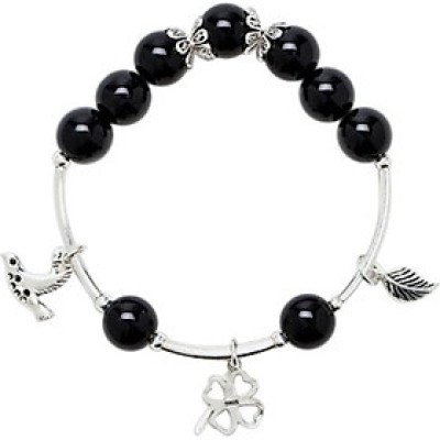 Vòng Tay Đá Obsidian Mix Charm Bạc 925 10mm Ngọc Quý Gemstones VT169