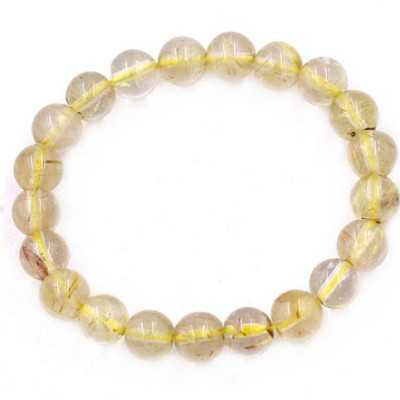 Chuỗi đeo tay Thạch Anh Tóc Vàng 7 ly 21 hạt - hợp mệnh Kim, mệnh Thổ - Chuỗi size nhỏ phù hợp cho nữ