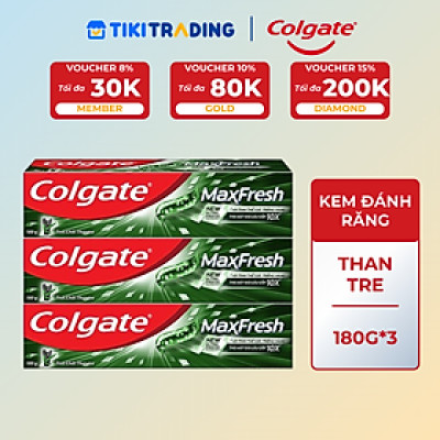 Bộ 3 kem đánh răng Maxfresh Tinh chất than tre 180g