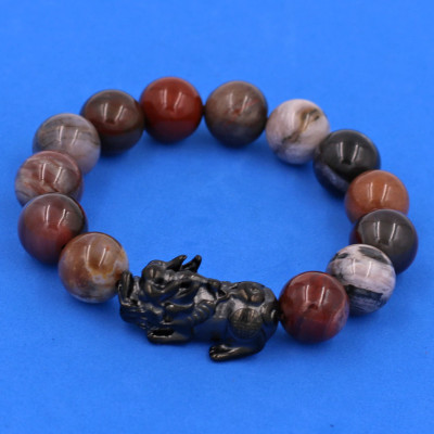 Vòng tay chuỗi hạt gỗ hóa thạch cẩn tỳ hưu TH32 (14cm)