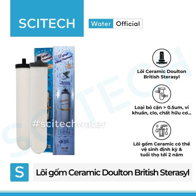 Lõi Gốm Ceramic Doulton British Steracyl 10 inch by Scitech - Lõi số 1 máy lọc nước Dr. Sukida, K Pro Series MT888 và máy lọc nước Nano/RO (Dùng thay thế lõi PP) - Hàng chính hãng