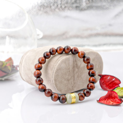 Vòng tay phong thủy Mắt hổ đỏ 8 mm + Lu ngọc