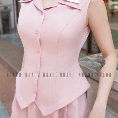 Set áo quần hồng sát nách NGADO , set áo quần ngắn , set áo quần Nữ