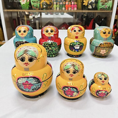 Bộ 3 Búp bê Nga sơn mài cao cấp Thanh Bình Lê quà tặng ý nghĩa, trang trí bàn, kệ, tủ, nhà cửa, văn phòng, đựng trang sức