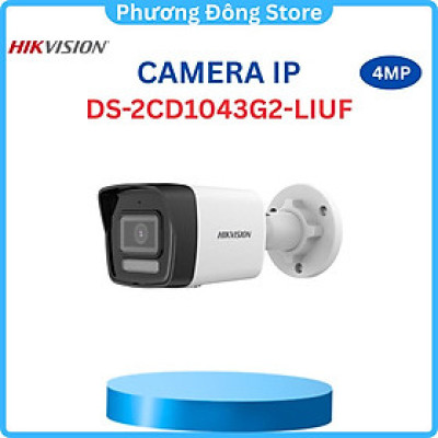 Camera IP HIKVISION DS-2CD1043G2-LIUF  4MP đèn kép,  30m, phát hiện người và phương tiện, Micro ,.-Hàng chính hãng