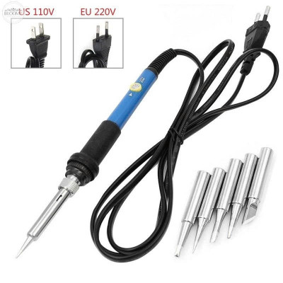 Bộ Mỏ Hàn Thiếc 60W Có Điều Chỉnh Nhiệt – Kèm 5 Mũi Hàn + Đế Gác Tiện Lợi