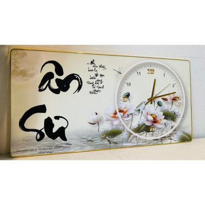 Tranh đồng hồ tráng gương ân sư, nhớ ơn thầy cô(kèm đinh 3 chân)