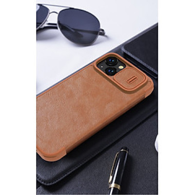 Bao da dành cho iPhone 14 Plus hàng chính hãng Nillkin QIN có nắp trượt bảo vệ camera - Hàng nhập khẩu