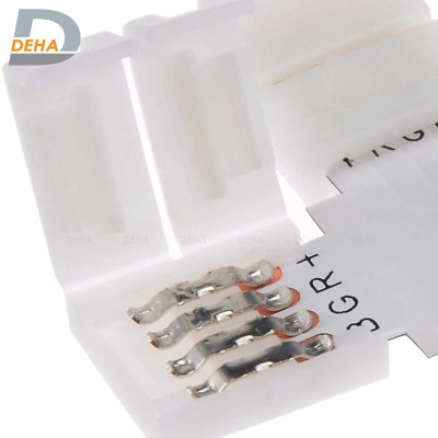 Đầu nối chữ thập, chữ X, dấu cộng + 4 chân cho led dây dán 5050, 2835, 3528 RGB đổi màu connector 4P pin 10 mm  trang trí dán tường thạch cao, cây máy tính, màn hình, ti vi, TV, Gaming, Tiktok dán tường, chống nước bền đẹp- Chính hãng DEHA