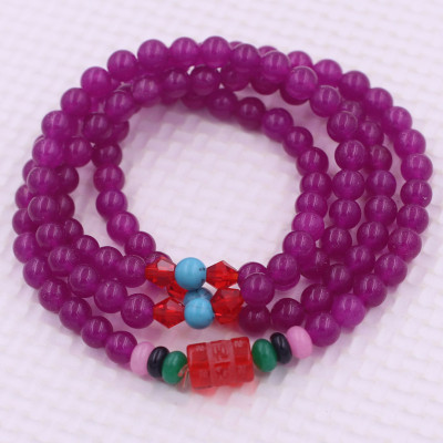 Vòng chuỗi 108 hạt đá thạch anh hồng charm lục tự kim ngôn - hạt 8 ly ( size lớn ), vòng chuỗi niệm Phật, vòng chuỗi đeo tay