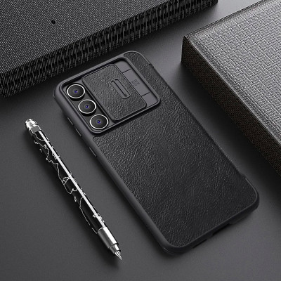 Bao da cho SamSung Galaxy S23 FE chính hãng Nillkin QIN có nắp trượt bảo vệ camera sau - Hàng chính hãng