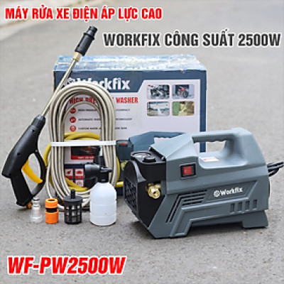 Cam Kết Lõi Đồng 100% - Máy rửa xe mini gia đình Workfik 2500w-Máy xịt rửa cao áp có tạo bọt tuyết tặng kèm đầy đủ phụ kiện, Bảo hành Chính hãg