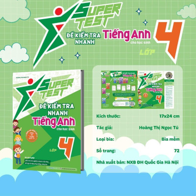 Sách - Super Test - Đề Kiểm Tra Nhanh Tiếng Anh Lớp 4 - Megabook