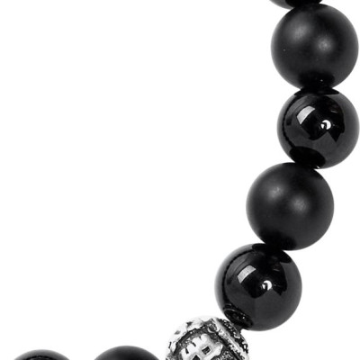 Vòng Đá Obsdian Bóng Nhám Và Charm Bạc Ngọc Quý Gemstones VT58