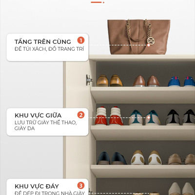 Tủ giày thông minh sức chứa lớn chất liệu gỗ MDF cao cấp phong cách sang trọng thương hiệu IGA - GP387