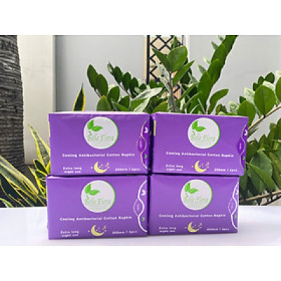 Bộ Băng Vệ Sinh Belle Flora Ban Đêm Cotton 350mm - combo 4 gói