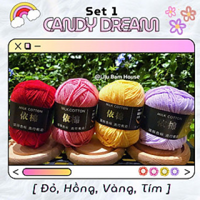 Set 4 cuộn len, học móc len full phụ kiện cho người mới bắt đầu Liju Bam House 