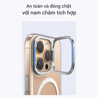 Ốp lưng trong suốt Baseus Crystal Magnetic Case with Camera Ring Stand cho iP (Hàng chính hãng)
