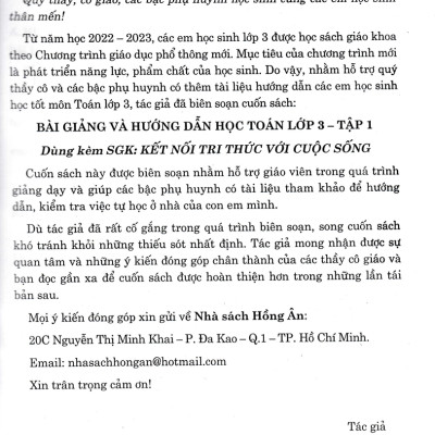 Sách tham khảo- Bài Giảng & Hướng Dẫn Học Toán Lớp 3 - Tập 1 (Dùng Kèm SGK Kết Nối Tri Thức Với Cuộc Sống)_HA