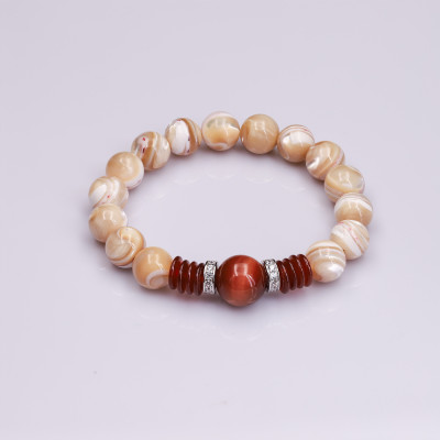 Vòng tay phong thuỷ nữ Ngọc trai 10mm + đá Mắt hổ hổng - vòng tay thiền Yoga, vòng tay pháp bảo đá tự nhiên by Anqlo Lusso