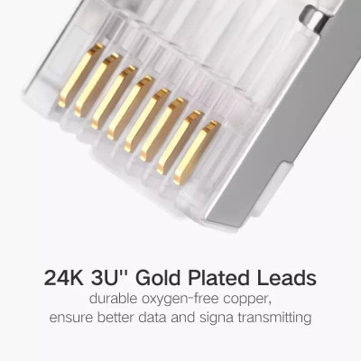 Ugreen UG50248NW111TK 100pcs Đầu bấm mạng RJ45 chuẩn Cat6 + Cat6e bọc inox chống nhiễu - HÀNG CHÍNH HÃNG