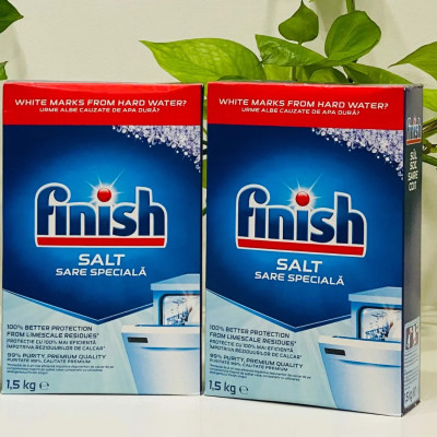Combo 2 hộp muối rửa bát finish dùng cho máy rửa bát 1,5kg (1.5kg x 2) chính hãng
