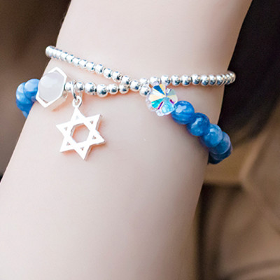 Vòng 2 line đá Kyanite charm ngôi sao bạc mệnh thủy, mộc - Ngọc Quý Gemstones