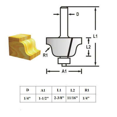 Mũi phay chữ S ổ bi Makita (cốt 1/4") D-50099
