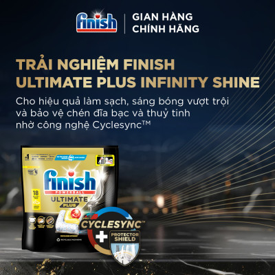 Combo 2 Viên rửa chén Finish Ultimate 18 viên + Nước làm bóng Finish 500ml + Muối rửa chén Finish 1kg