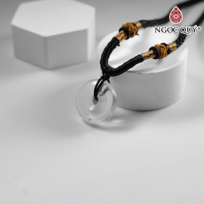 Mặt dây chuyền đồng điếu thạch anh trắng đẹp 18mm mệnh thủy kim - Ngọc Quý Gemstones