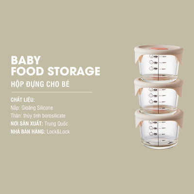 Hộp đựng thức ăn cho bé Lock&Lock có vạch chia 230ml x 3 hộp LLG508S3 - Tặng Kèm Ống Hút Inox Và Cọ Rửa Ống Hút