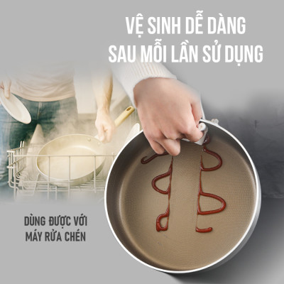 Chảo Inox 3 lớp liền khối chống dính Kalpen Nano Titanium Dauer chuản Đức - Hàng chính hãng