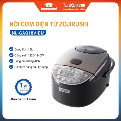 Nồi cơm điện tử Nhật Bản Zojirushi 1.8L NL-GAQ18V-BM, 820W, sản xuất tại Nhật, bảo hành 3 năm| HÀNG CHÍNH HÃNG