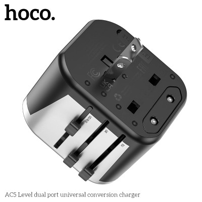 Ổ cắm du lịch nhật bản, quốc tế, đa năng sạc nhanh có 2 cổng USB ổ cắm dòng điện phù hợp các loại chân cắm 4 chân cắm US - UK - EU - AUS AC5- Hàng chính hãng