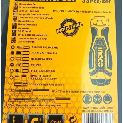 BỘ TUỐC NƠ VÍT ĐA NĂNG 33 CHI TIẾT INGCO HKSDB0338 - HÀNG CHÍNH HÃNG