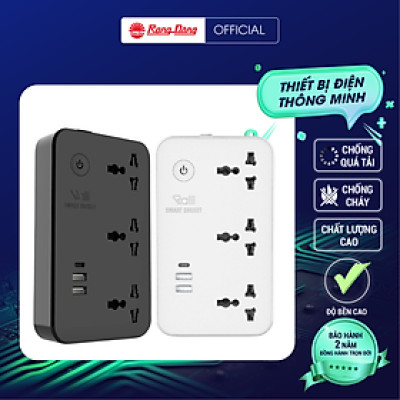 Ổ cắm thông minh Wifi Rạng Đông Model: OC08.WF.USB 3C/10A kết nối không dây, điều khiển được từng chân cắm, hẹn giờ, cài kịch bản