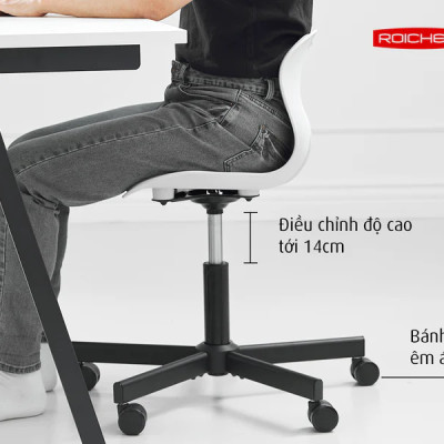 [Ghế Roichen WOW Minh Ngọc] Ghế chỉnh dáng ngồi đúng có chân xoay Roichen - WOW Hàn Quốc. Ghế xám chân trắng