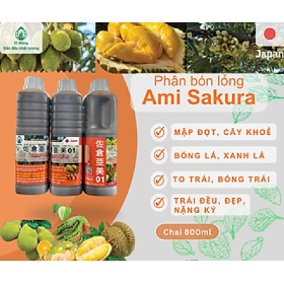 Phân Bón Lỏng Ami Sakura - Amino – Hữu Cơ Cho Cây Ăn Trái: Mập Đọt, Trái Bóng, Trái To, Trái Đều,...